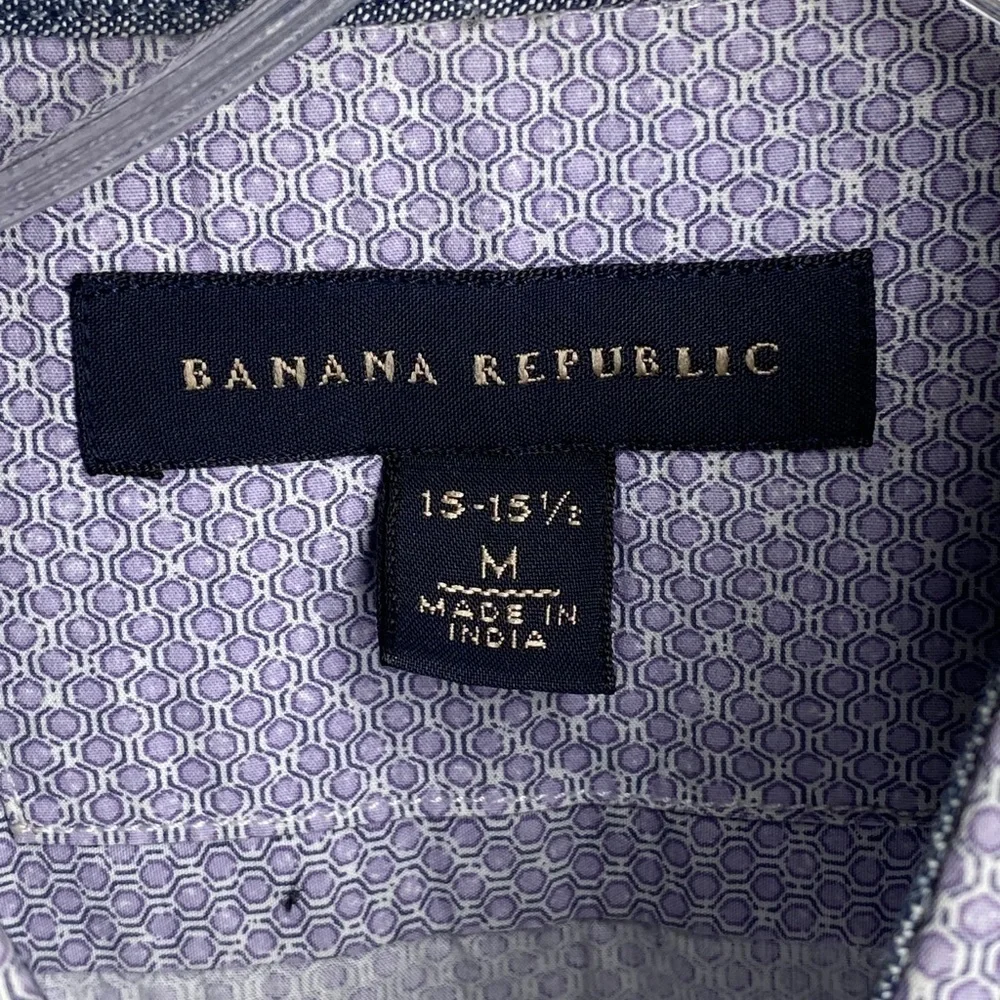 BANANA REPUBLIC 100% Cotton Lavender Print‎ Dress Shirt, Size Medium